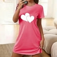 thumbnail image 2 of Lenpel Women's Nightgown Short Sleeve Crew Neck Cute Heart Printed Loungewear Sleepshirts Soft Comfy Nightdress, 2 of 3