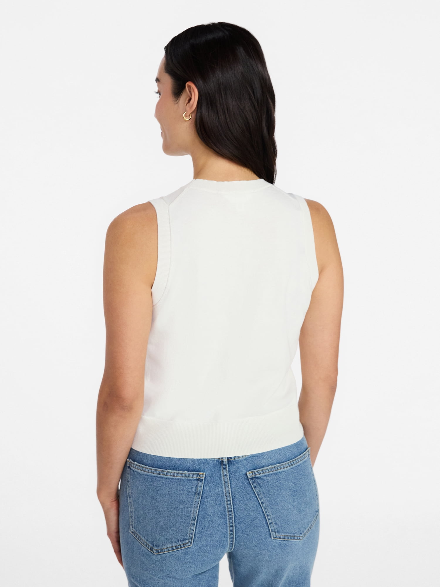 Time and Tru Women's Fine Gauge Sleeveless Sweater Shell, Lightweight, Sizes XS-XXXL