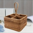 thumbnail image 3 of 2X Hand-Woven Wicker Straw Storage Basket Portable Four Compartment Classification Storage Fruit Basket Home Storage C, 3 of 8