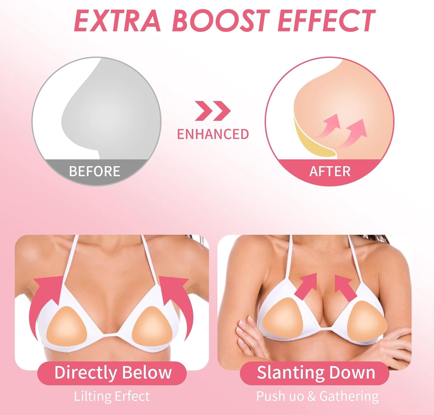 Snowy Sticky Bra Inserts,Reusable and Waterproof Double Sided Push Up Sticky Bra for Women Dresses Bikinis