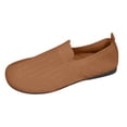 thumbnail image 5 of Knitted Loafers for Women Wide Width Round Toe Breathable Slip on Flat Shoes Comfy Soft Sole Nonslip Walking Shoes Brown Size 6.5, 5 of 5