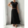 thumbnail image 5 of Women's Short Sleeve Slim Fit Long Dress Set - 92% Viscose, 8% Elastane, 5 of 8