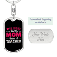 thumbnail image 2 of Best Mom Teacher  Stainless Steel or 18k Gold Premium Swivel Dog Tag Keychain, 2 of 16