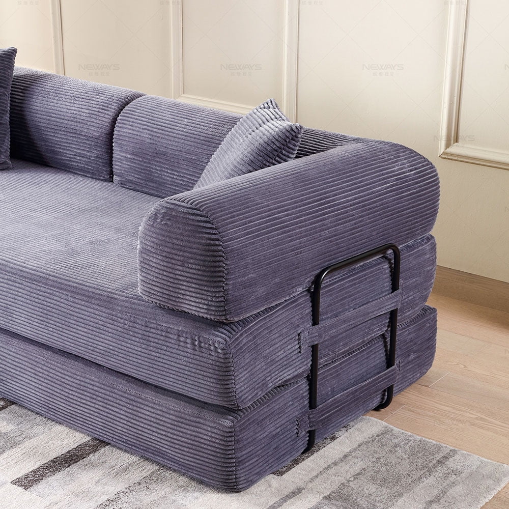 Miniyam 78 W x 35.4 L x 26.7 H Convertible Sleeper Sofa 2 in 1 Sleeper Sofa Couch Bed with Fixed-Shape Frame 3 Seat Folding Sofa Bed, Gray