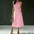 thumbnail image 4 of SOOMLON 2 Piece Skirt Set for Women Crew Neck Sleeveless Shirt Draped A Line Midi Skirt with Pockets High Waisted Outfits, 4 of 7