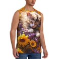 thumbnail image 2 of Fotbe Cute Cat Sunflower Men's Camiseta sin Mangas Estampada para Hombres, Playera Casual para Gimnasio, Entrenamiento, Playa-XX-Large, 2 of 7