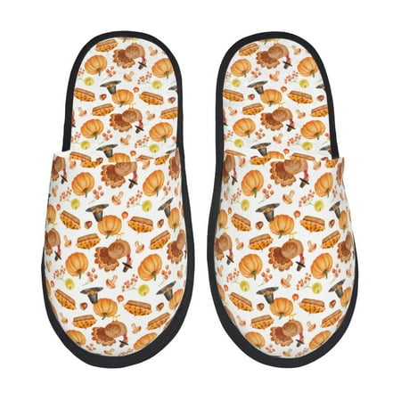 Balery Pumpkins Slient Indoor Furry Fleece Comfort House Shoes Soft Non-Slip Home Shoes Cotton slippers House Slippers-- Large