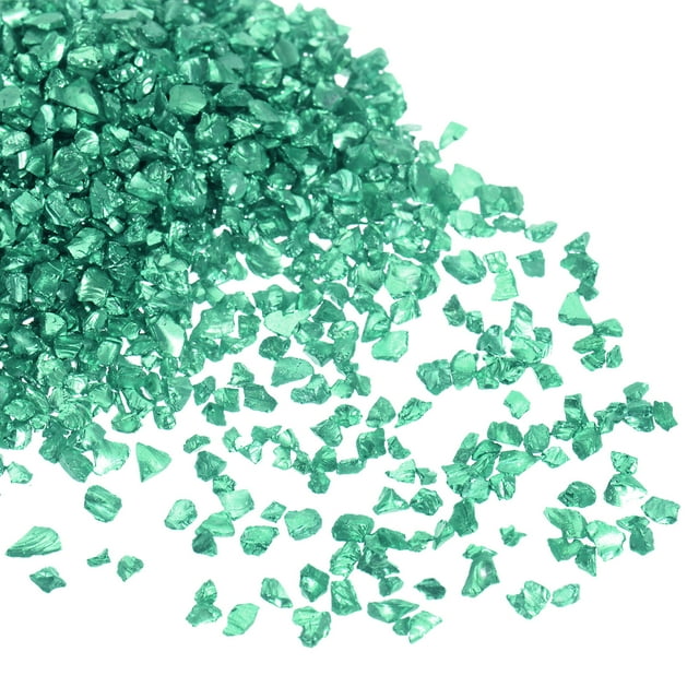 Triturado Vidrio Chips 100g/3.5oz 2mm-4mm Irregular Metálico Brillante Vidrio para Artesanía Bricolaje Jarrón Relleno Epoxi Resina Decoración, Esmeralda Verde