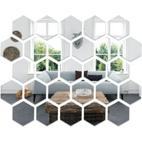 32 Pieces Hexagon Mirror Wall Sticker Removable Acrylic Mirror Setting Wall Sticker Self-Adhesive Mirror DIY Art Wall Sticker for Home Decor Modern Decoration (3.14 x 2.75 x 1.57 Inch)
