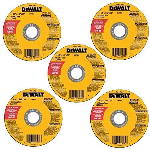 Details about   5 Dewalt Metal Stainless Cut-Off Wheel Discs 4" x .045" x 5/8" ~ New 