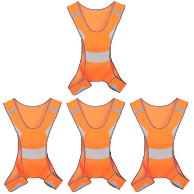 Chaleco reflectante para ciclismo, construcción de tráfico, tela de poliéster, senderismo, seguridad para hombre, juego de 4