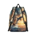 thumbnail image 3 of Naloa Canvas Backpack for Men Women Sailing Dancing Dolphin Print Rucksack Casual Travel Daypack Large and Small Durable College Tote Satchel Bookbag for Teens, 3 of 8