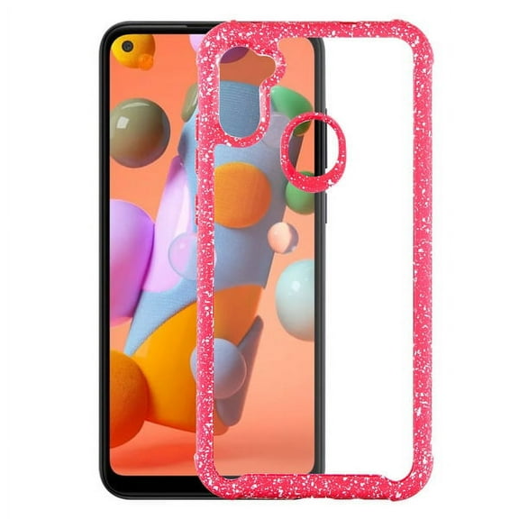 Samsung Galaxy A11 Phone Case Hybrid Cover with [Rigid Panel] [TPU Cushion] Enhanced Hand-Grip TPU Cushion Frame   Transparent Clear Armor Rubber Rugged Bumper RED Cover for Samsung Galaxy A11 [2020]