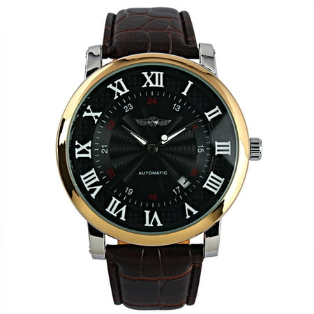 Mechanical Watch - Mechanical Automatic Self Winding Watch Black Dial Roman Numberials Design