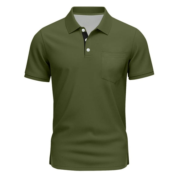 Men's Short Sleeve Polyester Polo Shirt with Pocket