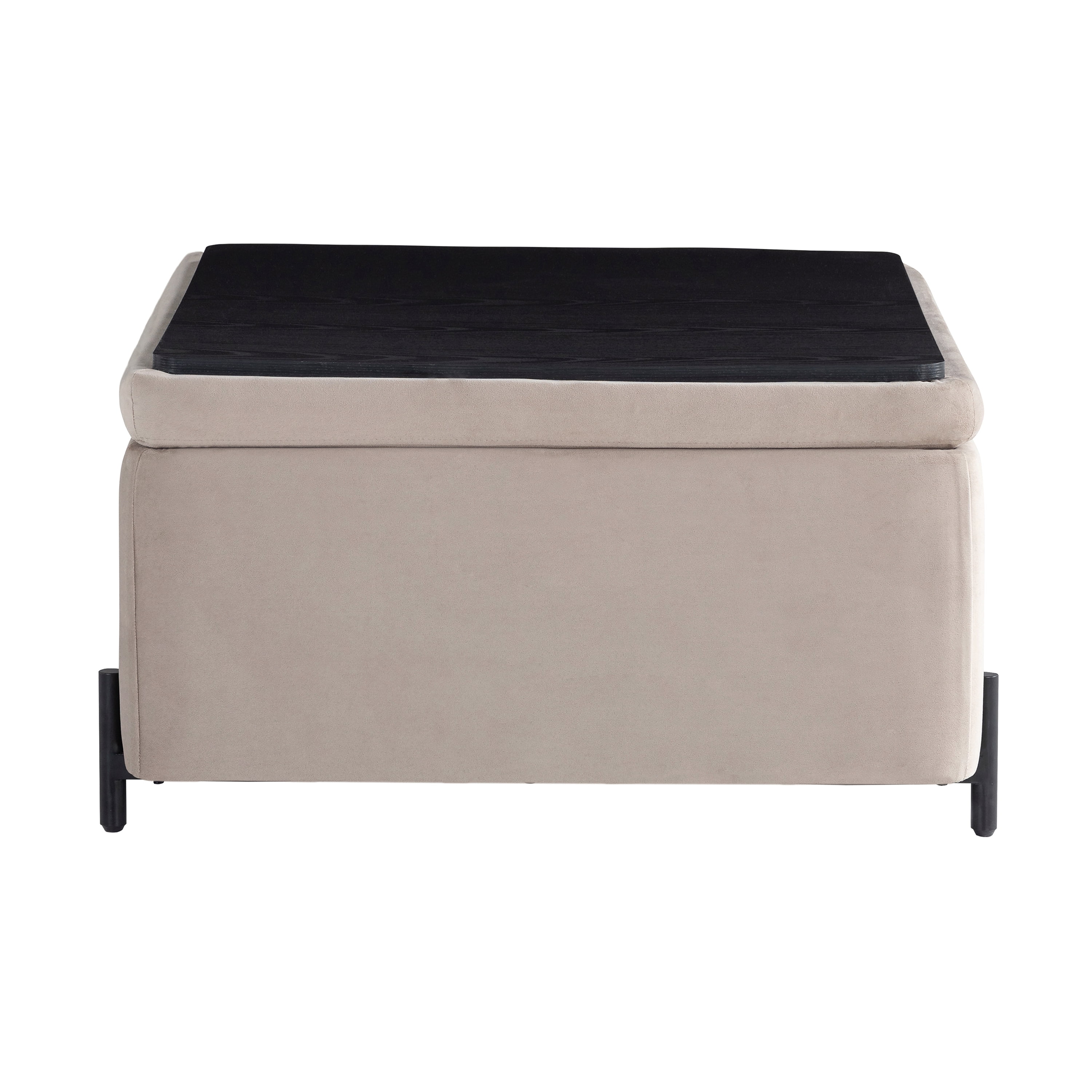 Studio Living Kingston Modern Large Storage Ottoman, Taupe Velvet Fabric