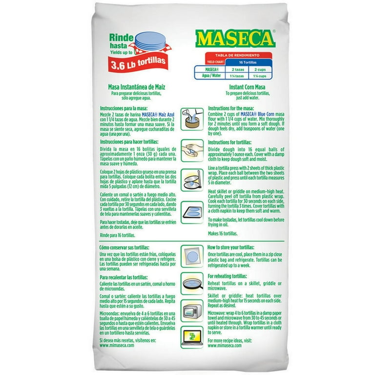 Maseca Blue Instant Corn Masa Flour, 32 oz, Traditional Mexican