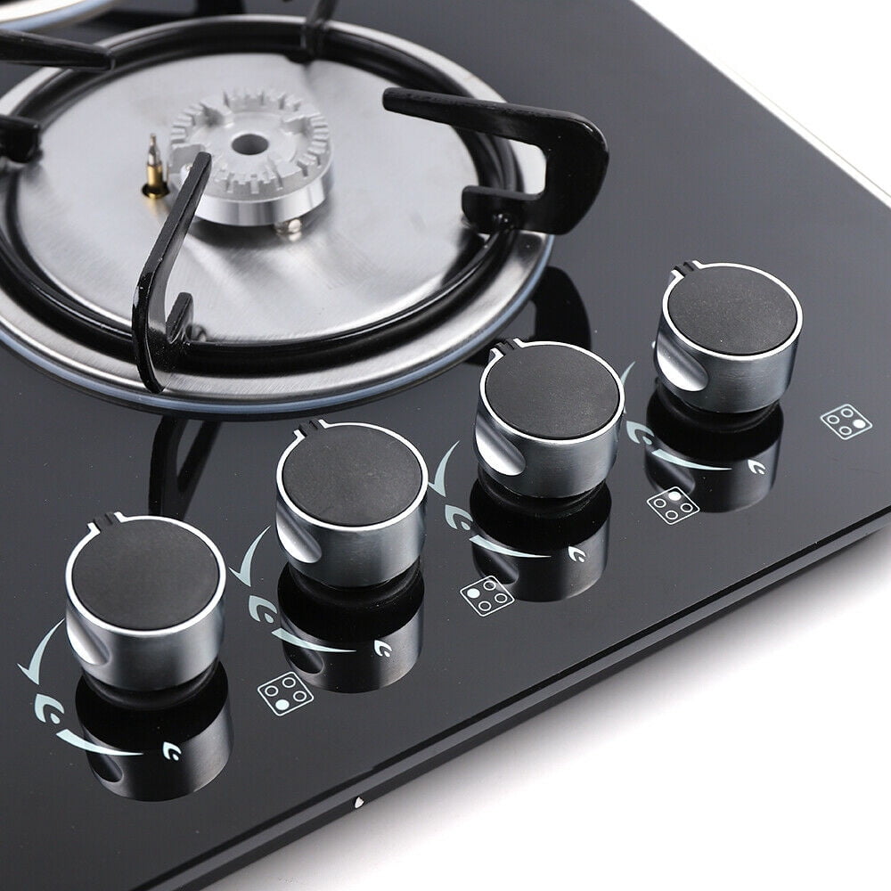 CNCEST 4 Burners Built-in Stove LPG/NG Gas Cooktop Tempered glass Surface Cooker 23"