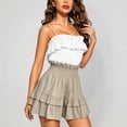 thumbnail image 2 of CAIVO Women Summer Fashion Waist Cinching Ruffle Casual Shorts Loose Fit Beach Bottoms Stylish Outdoor Work Solid Color Bottoms, 2 of 7