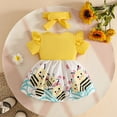 thumbnail image 4 of mgoYE Baby Girl Dresses Ruffled Sleeve Casual Dress Summer Bee Print Baby Girl Clothes with Cute Headband(Yellow,12-18 Months), 4 of 5