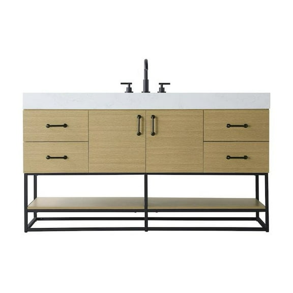 Elegant Kitchen and Bath 60 inch Single Bathroom Vanity in Honey Brown