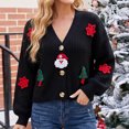 thumbnail image 2 of Enjoytime Knit Cardigan for Women Christmas Print Long Sleeve Sweater Coat Fall Winter Cozy V-Neck Button Down Outerwear, 2 of 6