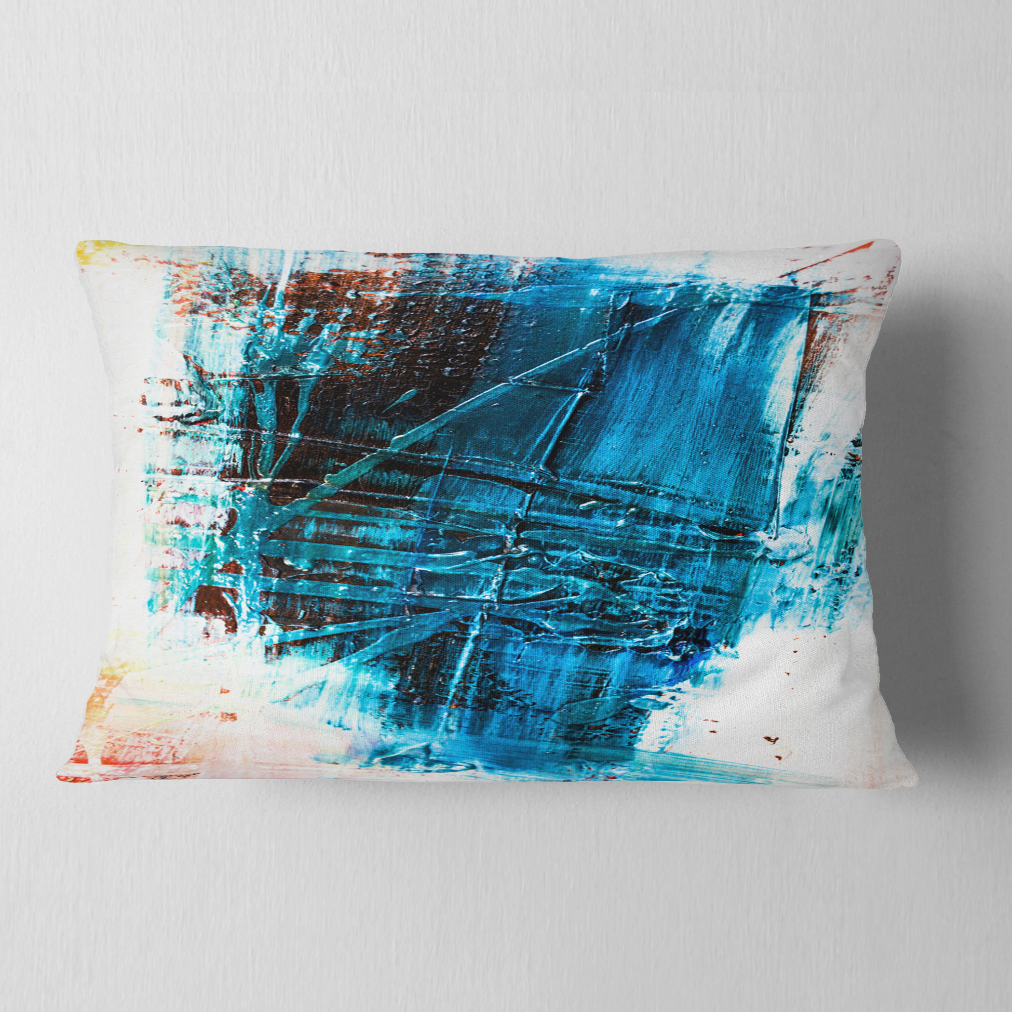 Designart Abstract Blue Structure Art - Abstract Throw Pillow - 12x20
