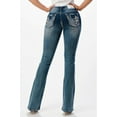 thumbnail image 3 of Grace in LA Women's Moon Star Embroidered Distressed Bootcut Stretch Jeans (34), 3 of 3