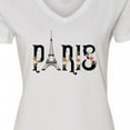 thumbnail image 4 of Inktastic Paris Eiffel Tower with Flowers Women's V-Neck T-Shirt, 4 of 5