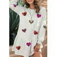 thumbnail image 2 of Women's Sequin Heart Neck Long Sleeve Mini Dress Sparkle Sheer Overlay Opaque Stretch Body 80% Polyester 20% Cotton, 2 of 9