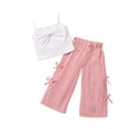 thumbnail image 6 of kpoplk Girls Outfit Sets Baby Clothes Toddler Summer Outfits Sleeveless Ruffle Halt Er Tops Wide Leg Pants Kids Clothing Set Girls Holiday Dresses Sets Size 5-6 Years,Pink, 6 of 6