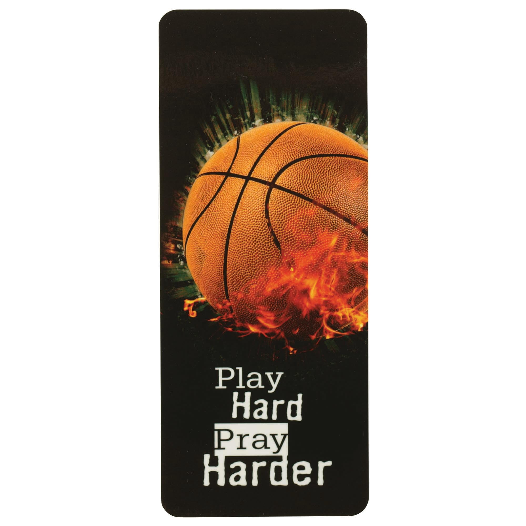 Dicksons Play Hard Pray Harder Basketball Encouraging Verse Laminated Black and Orange 6.38 x 2.75 Paper Bookmark Pack of 12
