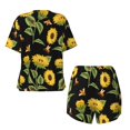 thumbnail image 6 of Wukai Bees and Sunflowers Women's Pajama Set,Short-Sleeve Top and Shorts with Elastic Waistband and Pockets for Loungewear, Yoga, and Casual Wear-X-Large, 6 of 8