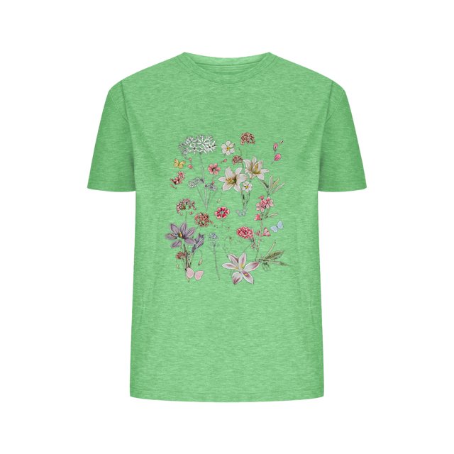 Camisetas de Verano de Mujer Pequeña Flor Impresa Cuello Redondo Manga Corta Superior, Verano Superior de las Mujeres