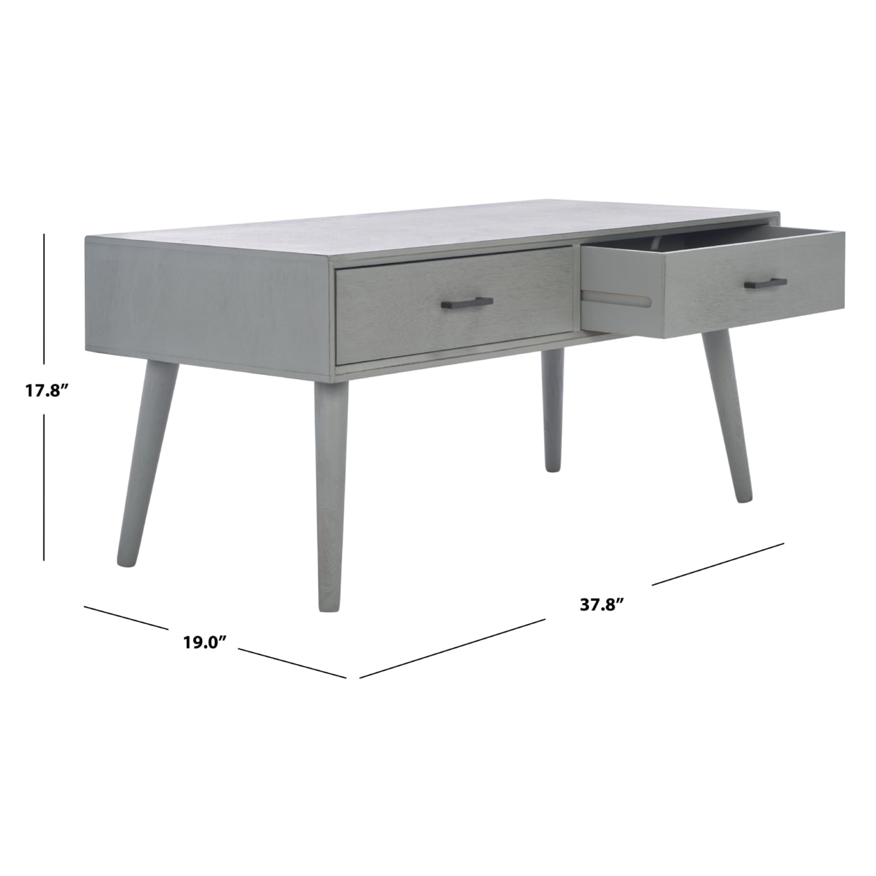 SAFAVIEH Mozart Mid-Century 2 Drawer Coffee Table, Distressed Grey