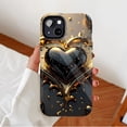 thumbnail image 2 of Luxury Gold Black Heart iPhone Case For Couples Valentine’s Day Gift, Compatible with iPhone 11/12/13/14/15/16 (Pro Max/Plus), 2 of 9