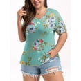 thumbnail image 3 of DreamFish Women's Plus Size Tops V Neck T Shirts Summer Short Sleeve Oversized Tees Casual Loose Fit Tunic, 3 of 5