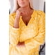 thumbnail image 4 of ABPHQTO Blusa de mujer con cuello en V y cordón con estampado floral amarillo, 4 of 4