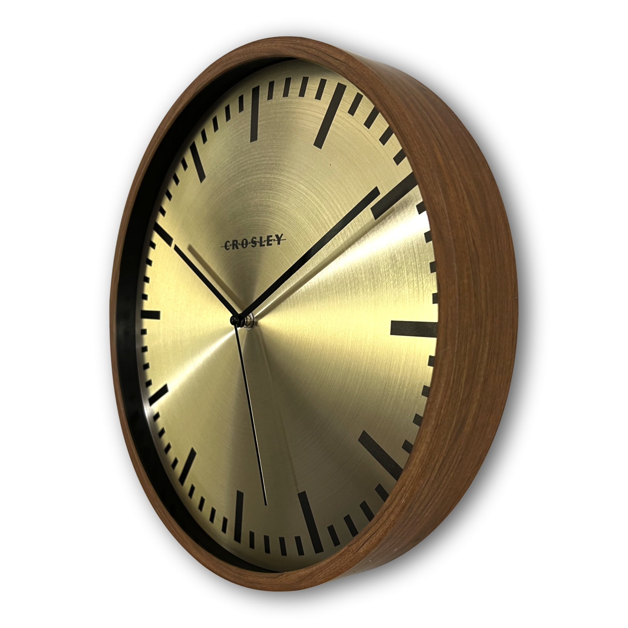 Westclox Elegant 14" Chestnut Woodgrain Wall Clock with Gold Dial – Classic Home Décor