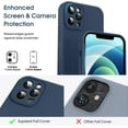 thumbnail image 2 of Liquid Silicone Case for iPhone 12 Pro Max, [Flat Edge Design] [Camera Protection] [Anti Fingerprint] 4 Layers Protect Scratch Proof Anti Drop Microfiber Phone Cover, 6.1", Dark Blue, 2 of 15