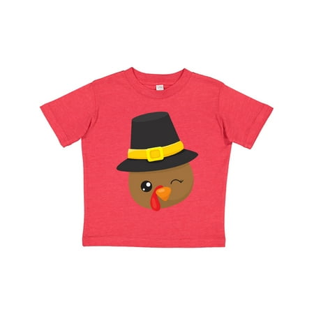 

Inktastic Thanksgiving Turkey Turkey With Pilgrim Hat Gift Toddler Boy or Toddler Girl T-Shirt