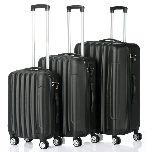 Veryke 3 Piece Traveling Luggage Sets, Suitcase Set of 3 - 20" 24" 28" - Black