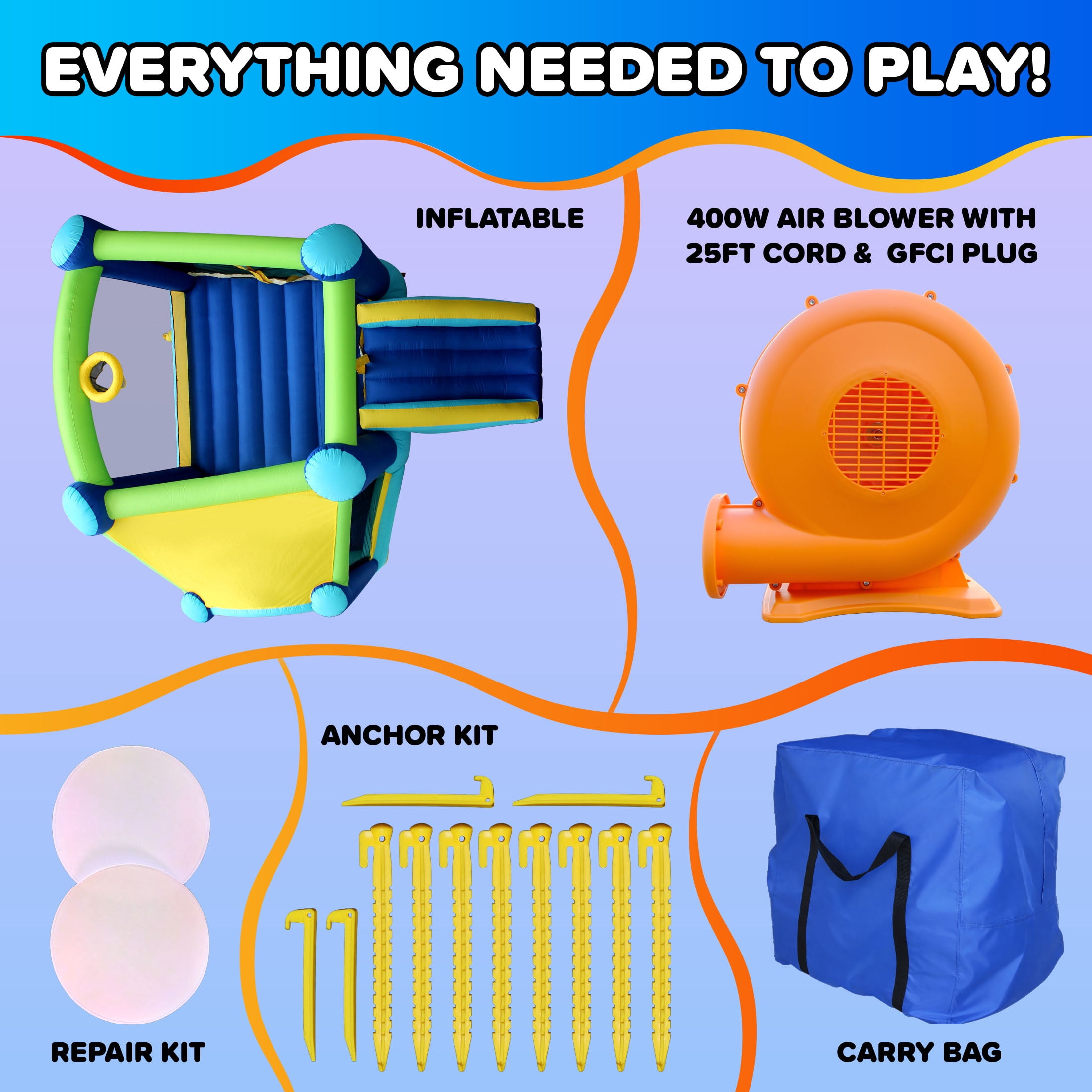Sportspower My 1st Jump N Play Inflatable Bounce House - Ball Pit & Hoop - 132"x138"x81.6"