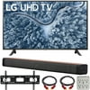 LG 55 Inch UP7000 Series 4K LED UHD Smart webOS TV (2021 Model) Bundle with Deco Home 60W 2.0 Channel Soundbar, 37-70 inch TV Wall Mount Bracket Bundle and 6-Outlet Surge Adapter