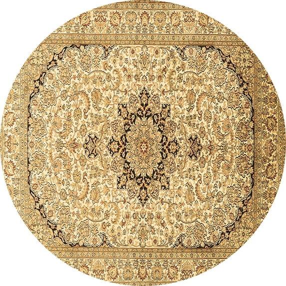 Ahgly Company Indoor Round Medallion Brown Traditional Area Rugs, 4' Round