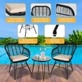 thumbnail image 2 of Tappio 3 Piece Outdoor Wicker Furniture Patio Bistro Set, PE Rattan Patio Chairs Set w/Table & Cushions, Modern Outdoor Patio Furniture for Porch Poolside Garden, Black/Beige, 2 of 8