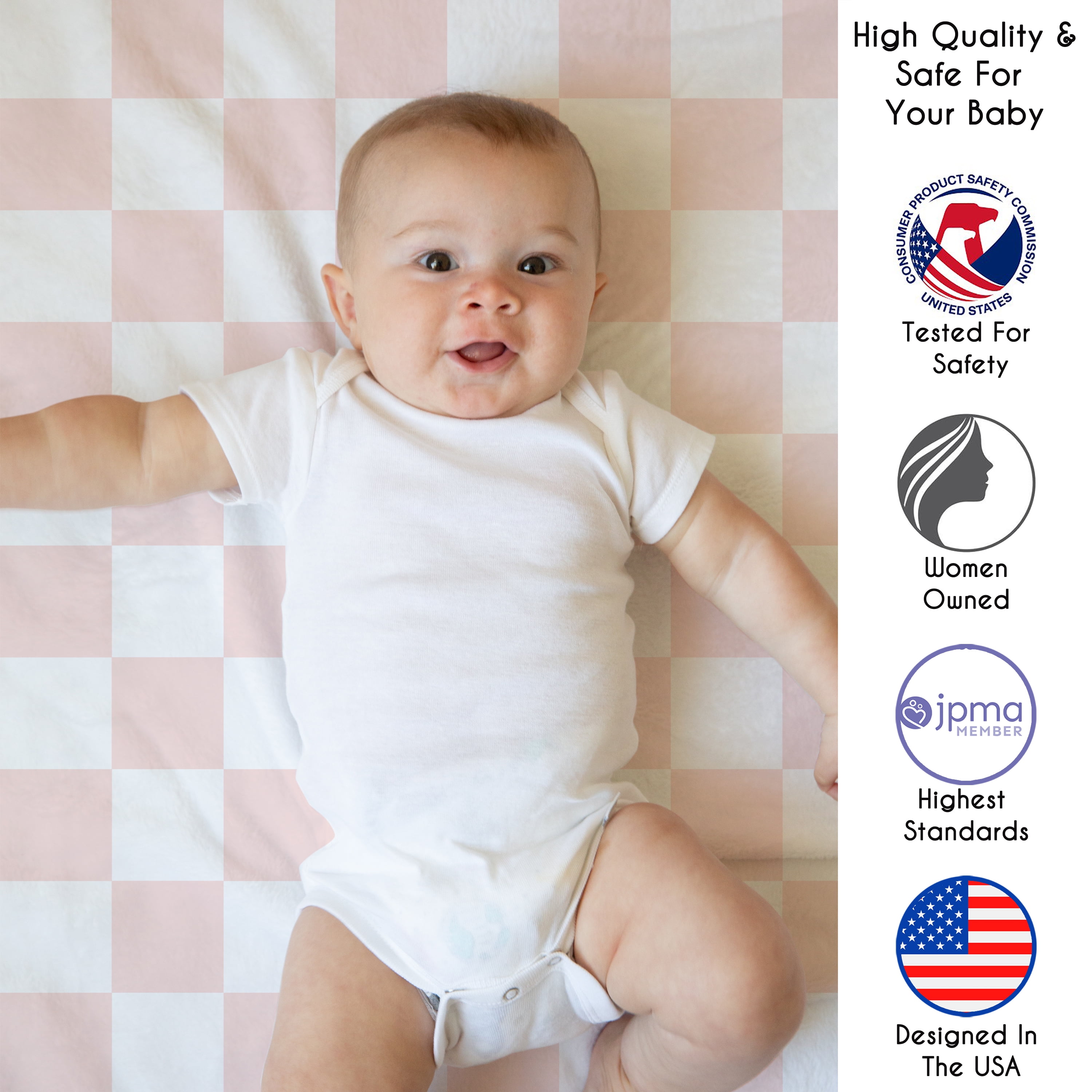 Sweet Jojo Designs Pink Gingham Checkered Plaid Girl Baby Tummy Time Play Mat