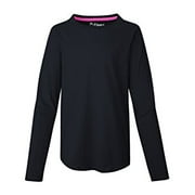 Angle View: Girls` V-Notch Shirttail Long-Sleeve Crewneck T-Shirt
