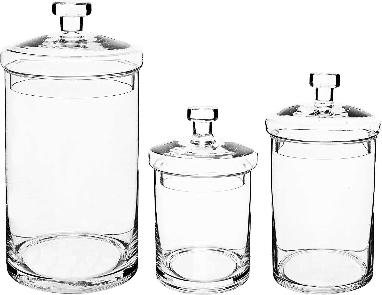 GADGETWIZ Glass Cookie Jar - Glass Apothecary Jars With Lids - Canister  Sets For Kitchen Counter - Glass Candy Jars - Glass Canisters Set Of 3 -  Sugar