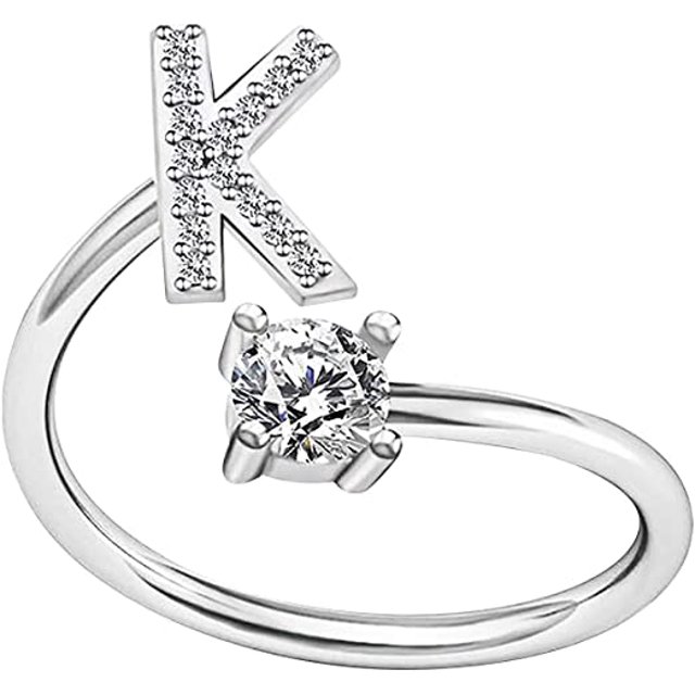 Letter Open Ring Adjustable Women Rings ,Adjustable Fashion Premium Letter Ring Suitable For Girlfriend And Wife K